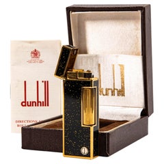 Vintage Dunhill Rollagas Lighter Black Lacquered Glitter in Box 1987