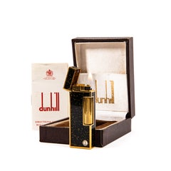 Vintage Dunhill Rollagas Lighter Black Lacquered Glitter in Box 1987
