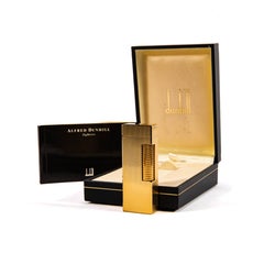 Briquet Dunhill Rollagas vintage plaqué or, dans sa boîte, 1993