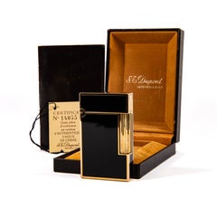 Vintage S.T. Briquet Dupont Ligne 2 Regular, laqué noir, dans son coffret, années 1980