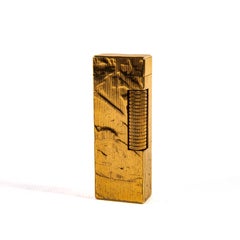Vintage vergoldetes Dunhill Rollagas-Feuerzeug mit Seiden-Moiré-Bezug, 1979