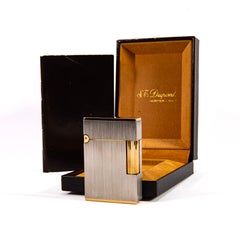 S.T. vintage placcato in palladio Accendino Dupont Ligne 2 piccolo, nella confezione originale, anni '70