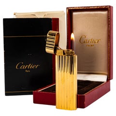 Vintage Gold Plated Cartier Les Must Lighter in Box 1970