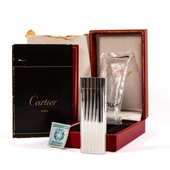 Vintage Silver Plated Cartier Les Must Lighter in Box 1970s