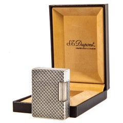 Vintage Silver Plated S.T. Dupont Ligne 1 BS Small Lighter in Box 1980s