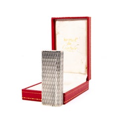 Accendino Cartier vintage a forma di pentagono, placcato argento, nella sua scatola originale, anni '70