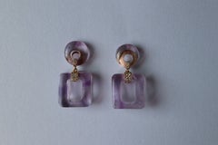 Natural Amethyst Earring with Natural Diamonds in 18k solid gold