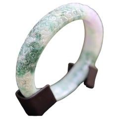 58-60mm Type A Jadeite Jade Bangle (Jadeite Carved Bangle) 58-60mm Type A Jadeite Jade Bangle (Jadeite Carved Bangle)