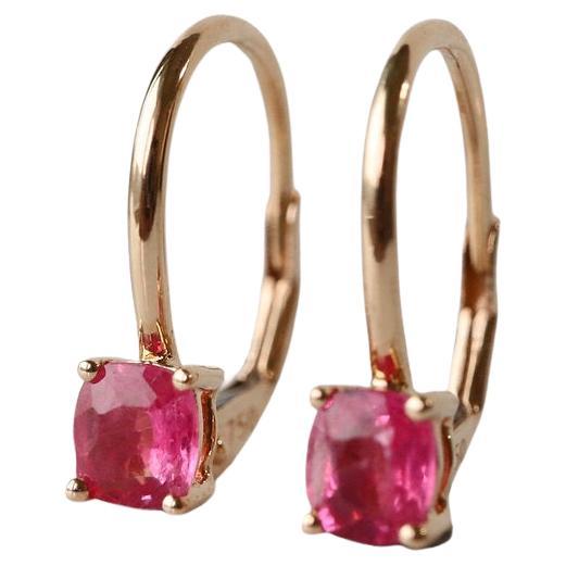Unheated Pink Sapphire Lever Back Earrings For Sale