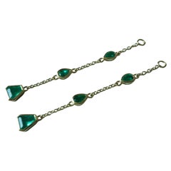 SGA certified Cluster Drop Colombian Emerald Earring Enhancer in 18k yellow Gold