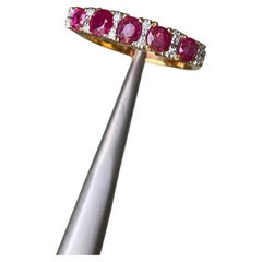 Total 1.5Ct Burma Unheated Ruby and Diamond Ring in 18K Yellow Gold