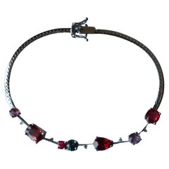 Sought after color Spinels and diamonds Bracelet in 18k white gold