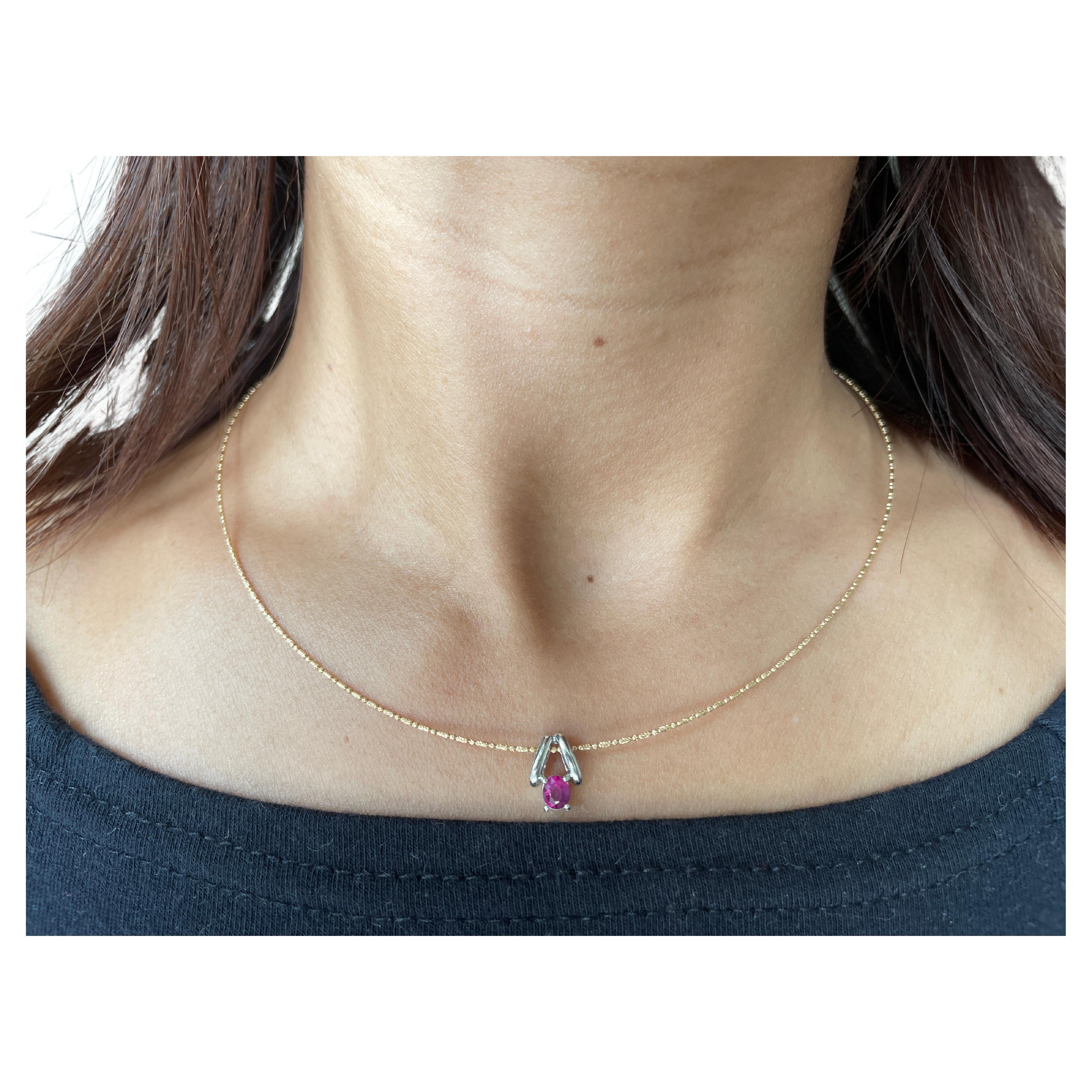 0.4Ct Minimalist Tiny Burmese Unheated Ruby Pendant in Platinum For Sale