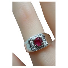 IGI certified Burmese Unheated Ruby Ring Unisex Style