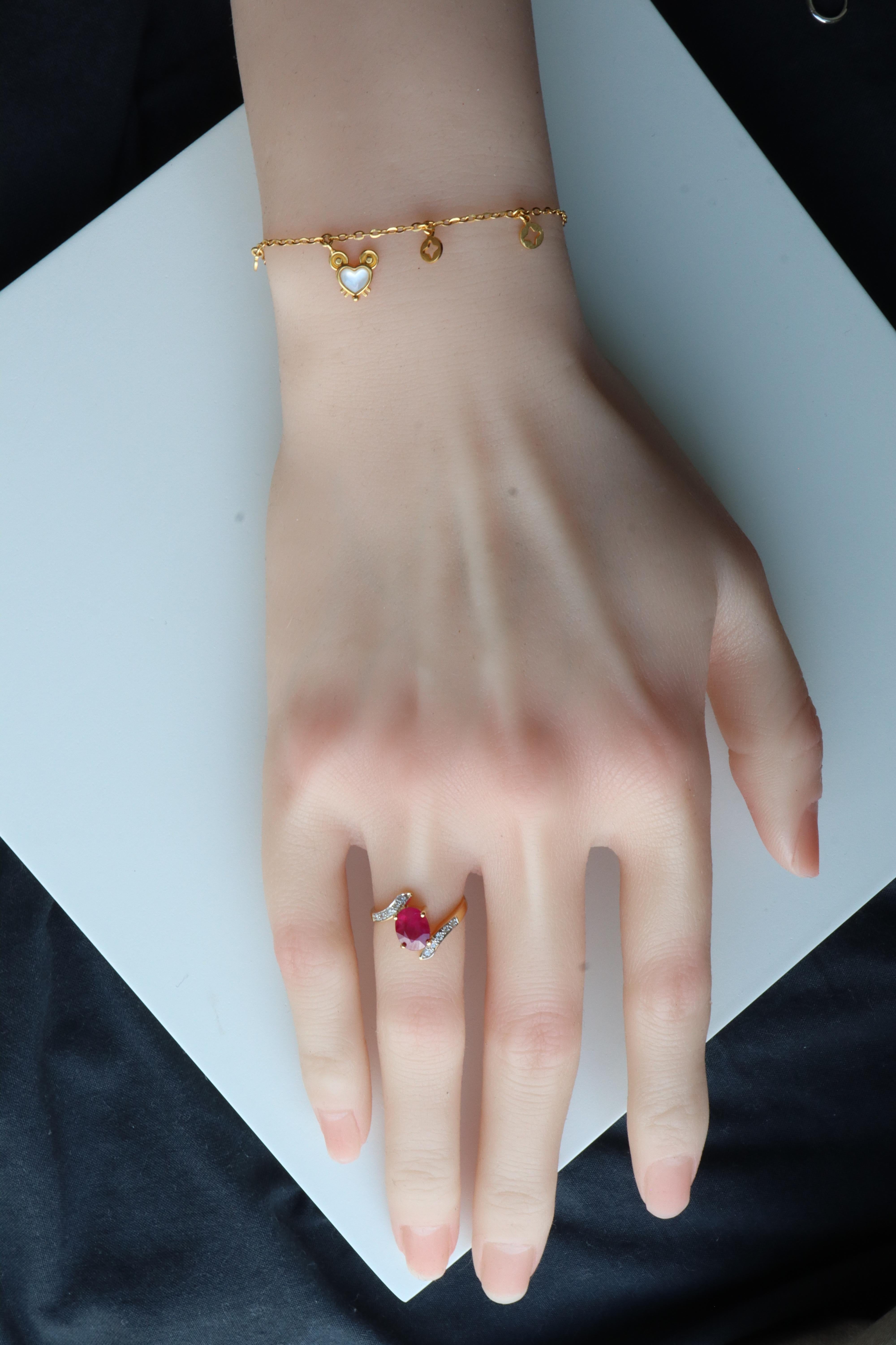 Art déco Bracelet en or 22k 916-Bracelet à breloques 4,6g en vente