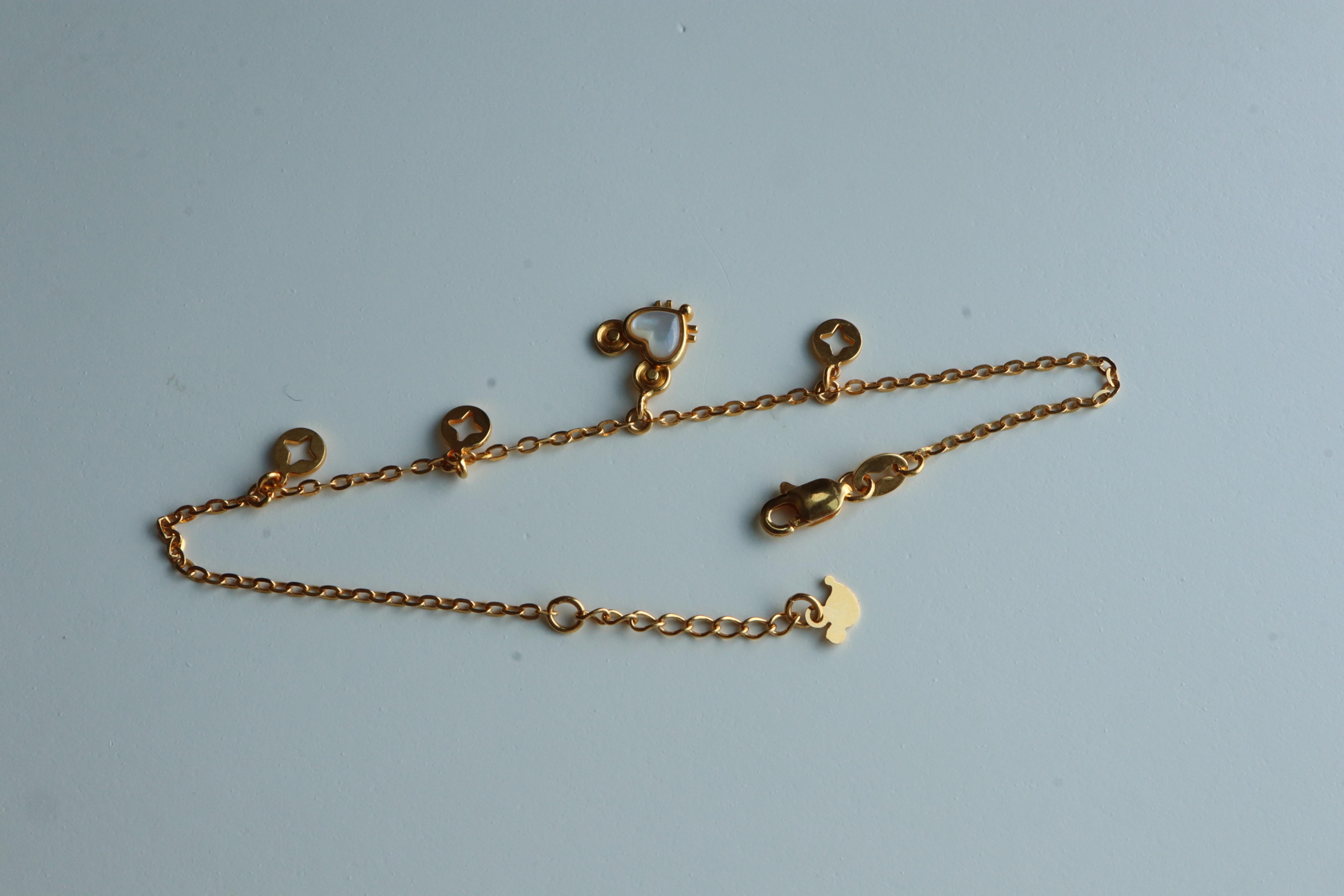Bracelet en or 22k 916-Bracelet à breloques 4,6g Pour femmes en vente