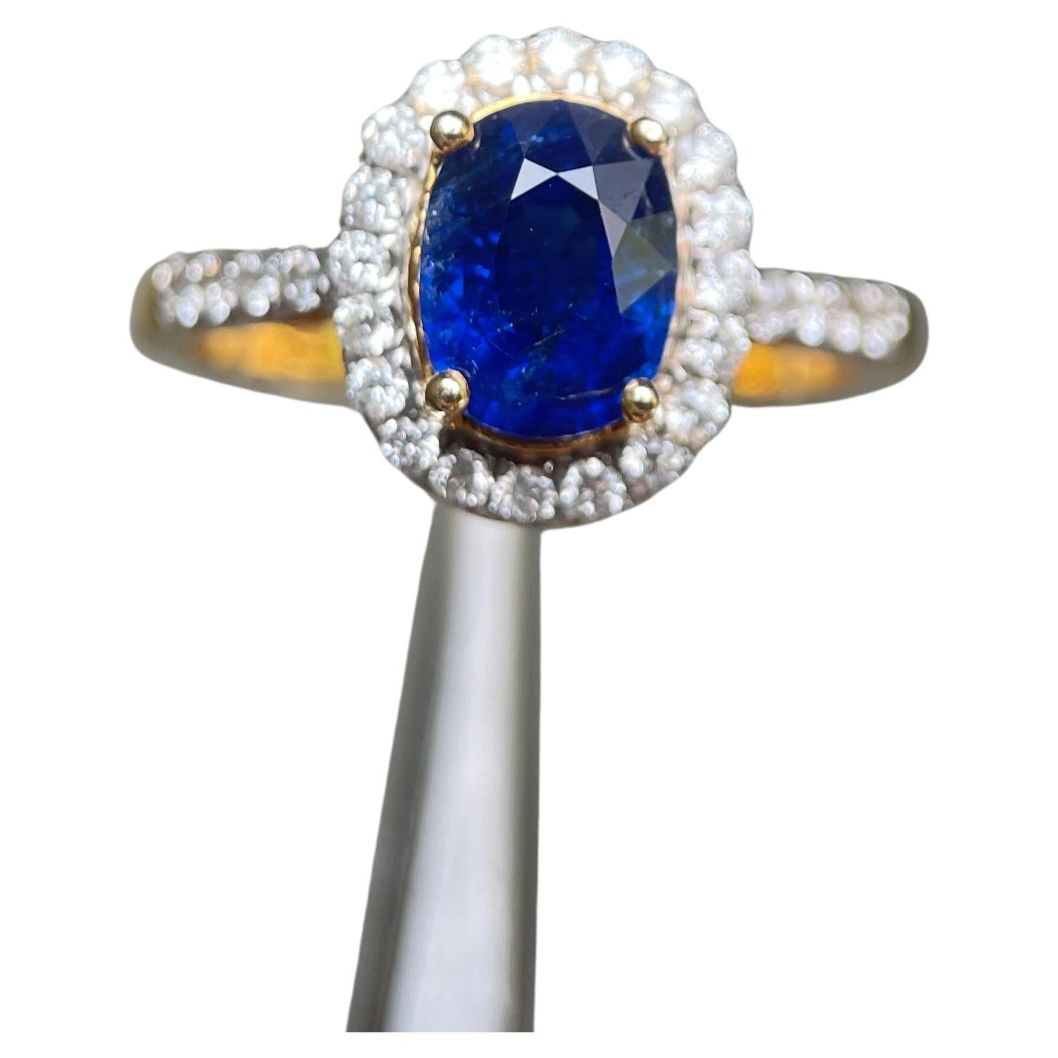 GIA 1.55Ct No Heat blauer Saphir Ring mit natürlichen Diamanten