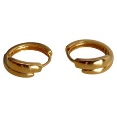 22k Gold Hoop Earrings - 916 Pure Gold(Size 1mm) 916 gold hoop/pure gold (2.33g)