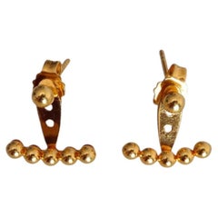 22k 916 Convertible Beaded Bar Stud Earrings-2.23g