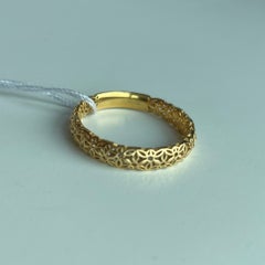Anillo de 22k con banda calada de encaje floral italiano 916 - 2,17 g (talla US 7,5/HK 17)