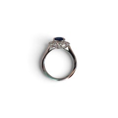 GIA 1.38Ct Natural Unheated Blue Sapphire Ring with Natural Diamonds in 18k gold