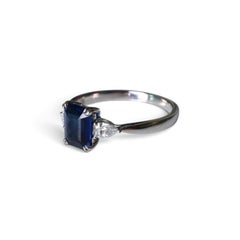 1.17ct Natural Royal Blue Sapphire Ring with Pear Cut Natural Diamonds