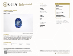 Zafiro azul de Ceilán sin tratar térmicamente, certificado por el GIA, de 1,19 ct – (6,52 x 4,48 x 4,05 mm)