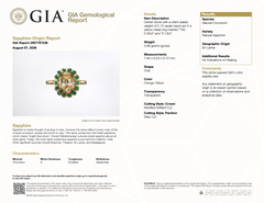 Anillo con zafiro amarillo de Ceilán sin tratar térmicamente de 2,13 ct y esmeralda natural, certificado por el GIA