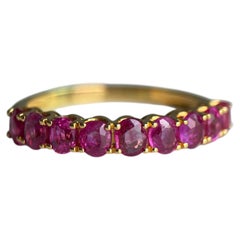 Burma Unheated Ruby Ring in 18k gold (Ruby Half Eternity Ring)