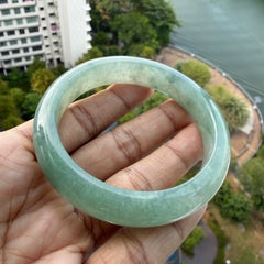 55mm Burmese Type A Translucent Jadeite Jade Bangle with Myanmar Certificate