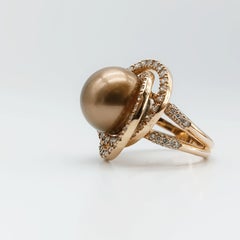Brown Pearl and Diamond Ring in Rose Gold, circa 2009
