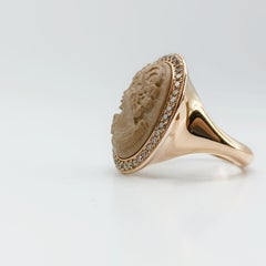 Vintage Rose Gold Lava Cameo and Brown Diamond Ring, 2014