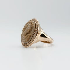 Vesuvian Lava Cameo Brown Diamond Rose Gold Ring, 2014