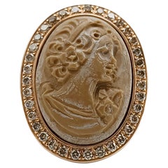 Vesuvian Lava Cameo Brown Diamond Rose Gold Ring, 2014
