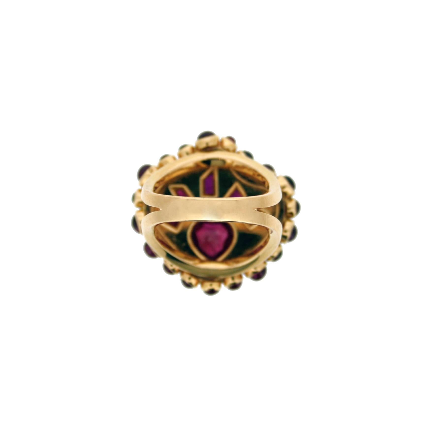 Onyx Ruby Gold Flaming Heart Ring In New Condition For Sale In London, GB