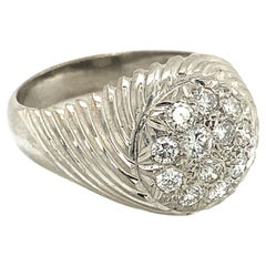 18K Retro-Era 0.96 Carat Total G/VS Diamond Solid White Gold Ring