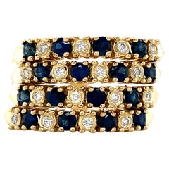 Vintage Stacked Sapphire & Diamond Multi-Band Ring, 18K