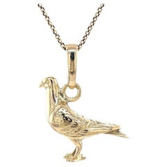 Estate Taube Charme Anhänger, solide 14K Gold Taube Charm, Birding Messenger Charm