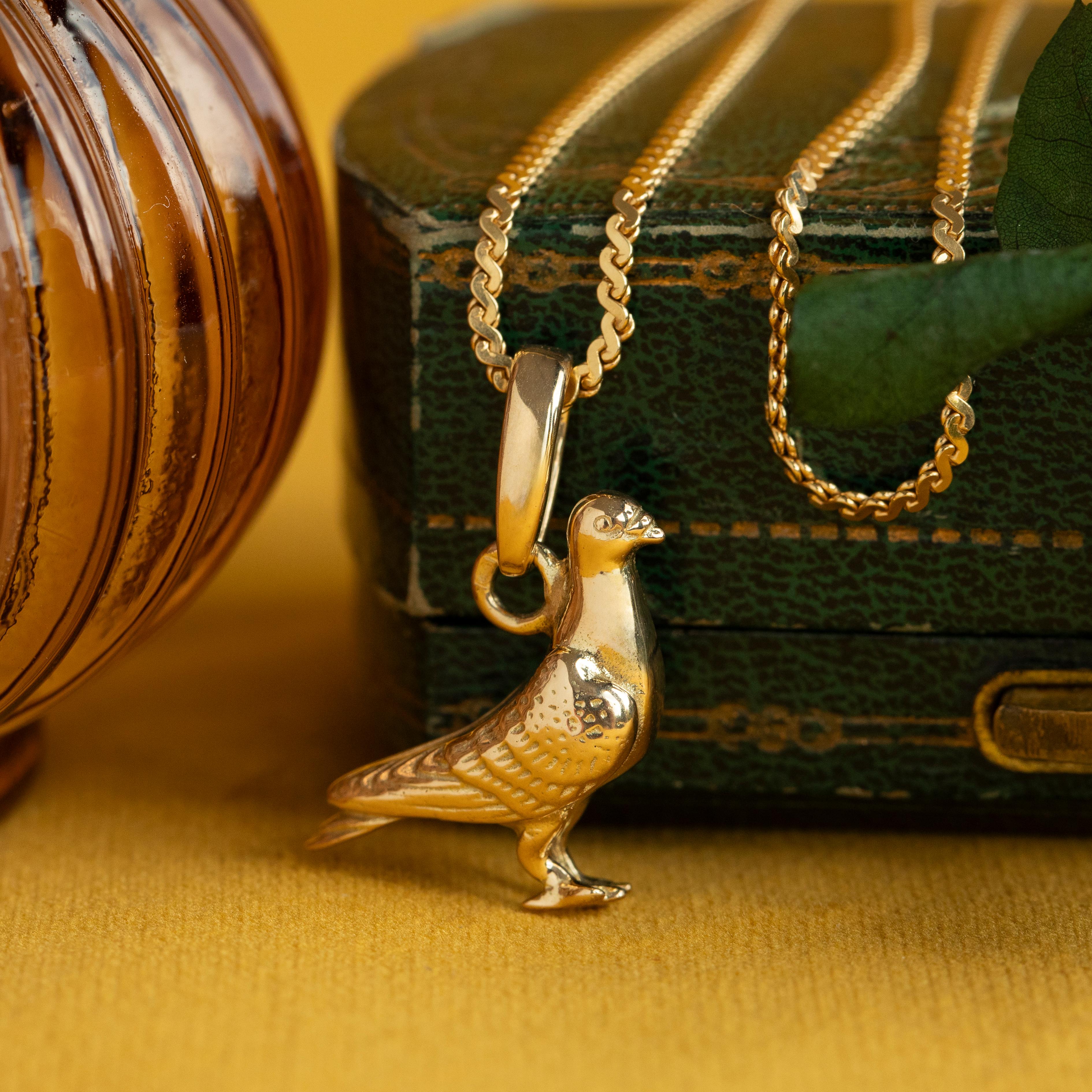 da uomo o donna Ciondolo Charm Estate Colomba, Charm Piccione in oro massiccio 14K, Charm Messenger Birding in vendita