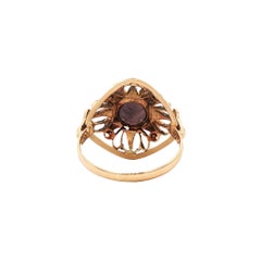Retro Vintage Purple Tourmaline Cocktail Ring, 14K Yellow Gold Size 8