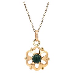 Vintage Reversible Tourmaline Pendant, 18 Karat Gold