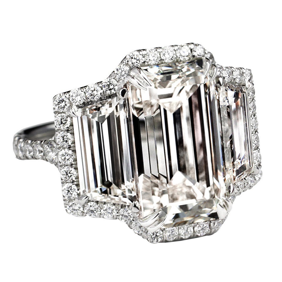 6.39 Carat Emerald Cut Diamond Ring