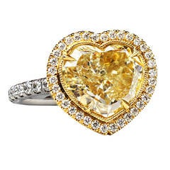 3.40 Carat Heart Shaped GIA Cert Diamond Gold Ring