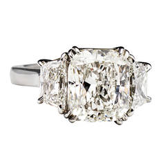 4.01 Carat Cushion Cut GIA Cert Diamond Platinum Ring 4