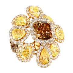 4.05 Carat Cushion Diamond Gold Ring