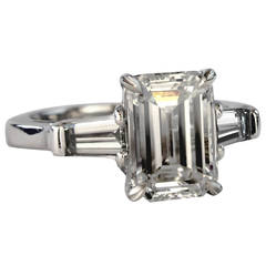 Enchanting 3.02 Carat Emerald Cut Diamond Platinum Engagement Ring