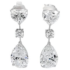 David Rosenberg 16.72 Ct D Flawless GIA Pear Round & Heart Shape Diamond Earring