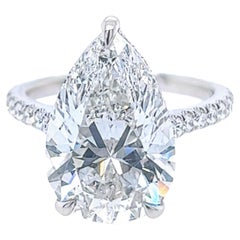 Used David Rosenberg 7.04 Carat Pear Shape Platinum GIA Diamond Engagement Ring