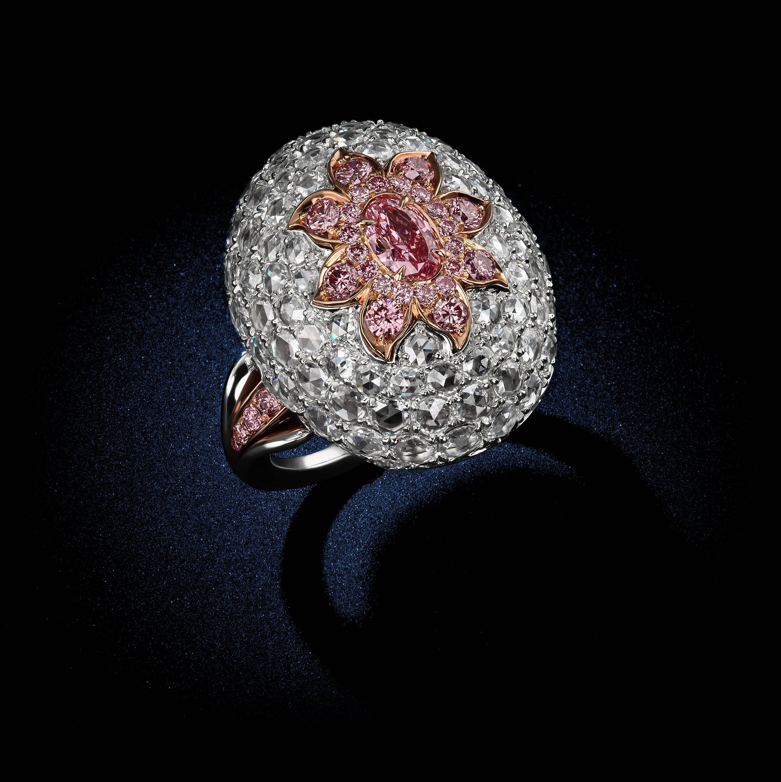 Modern David Rosenberg .37 Carat Oval GIA Fancy Intense Argyle Pink Diamond Ring