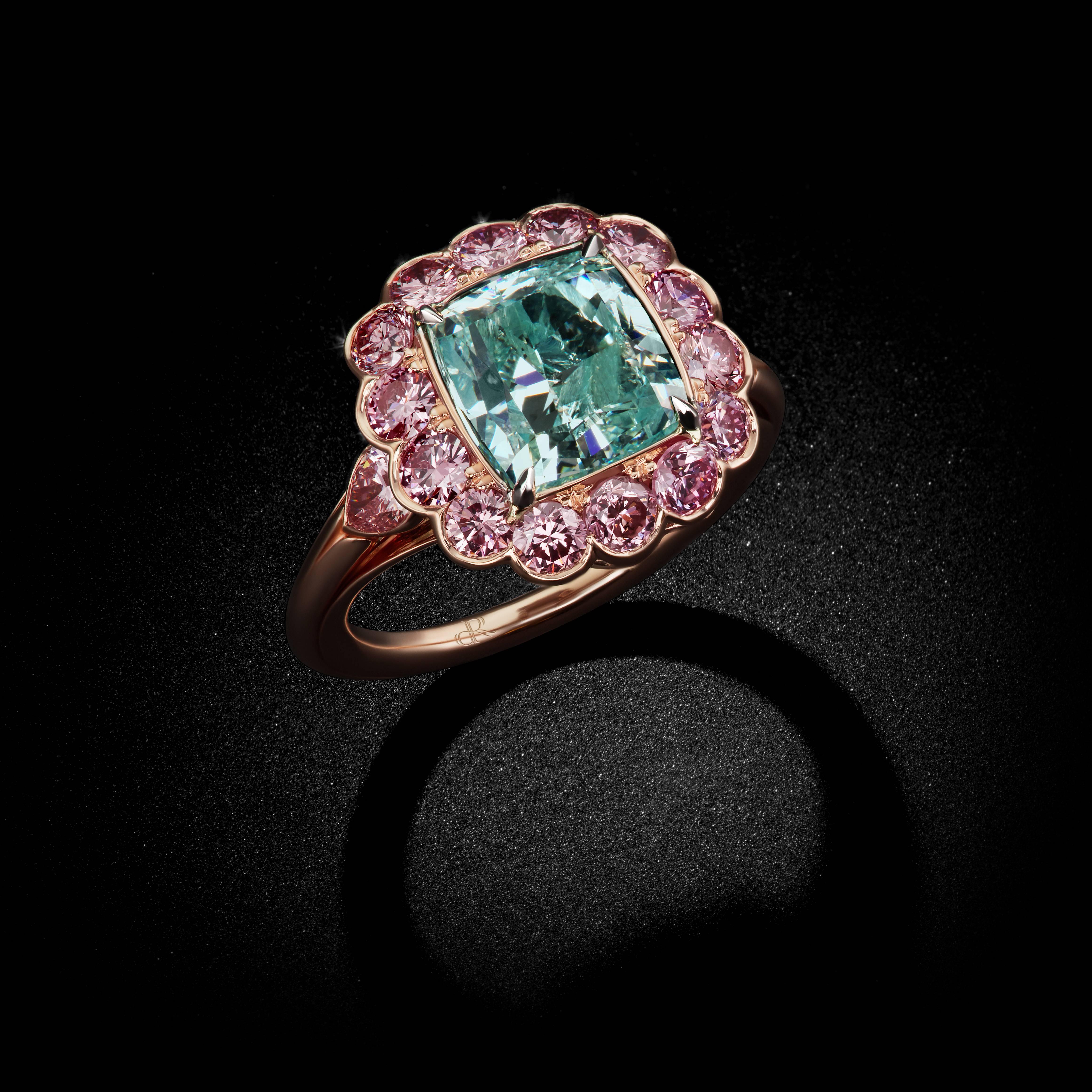 blue green diamond ring